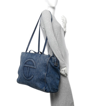 TELFAR Denim Large Shopping Bag Blue