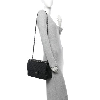 CHANEL Lambskin Quilted Jumbo Double Flap Black