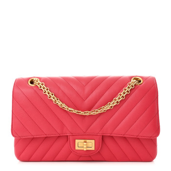 CHANEL Sheepskin Chevron Quilted 2.55 Reissue 225 Flap Dark Pink