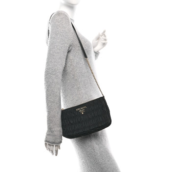 PRADA Tessuto Nylon Gaufre Shoulder Bag Black