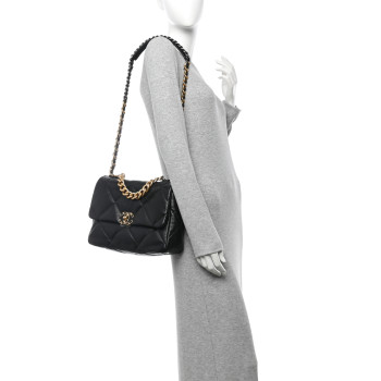 CHANEL Lambskin Quilted Large Chanel 19 Flap Black