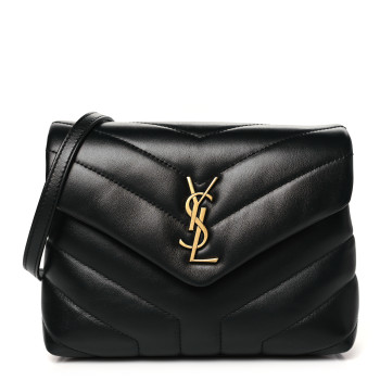 SAINT LAURENT Calfskin Y Quilted Monogram Toy Loulou Crossbody Bag Black