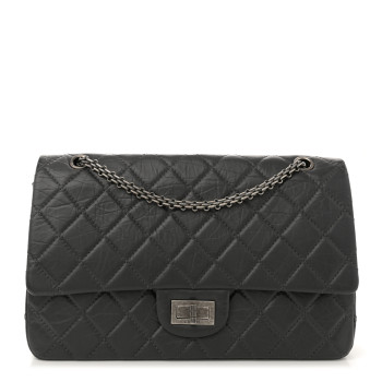 CHANEL Aged Calfskin Quilted 2.55 Reissue 227 Flap Dark Grey