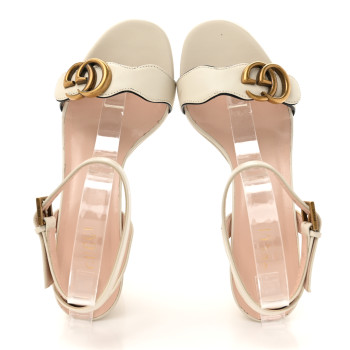 GUCCI Calfskin GG Marmont Ankle Wrap 30/115mm Platform Sandals 36 Mystic White