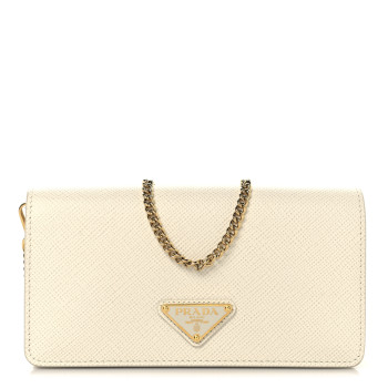 PRADA Saffiano Cuir Triangle Logo Miniborse White