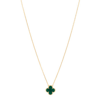 VAN CLEEF & ARPELS 18K Yellow Gold Malachite Vintage Alhambra Pendant Necklace