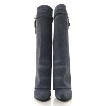 GIVENCHY Washed Denim Shark Lock Pant Boots 38 Black