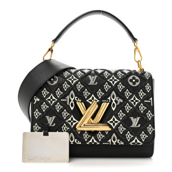 LOUIS VUITTON Calfskin Since 1854 Embroidered Twist MM Black