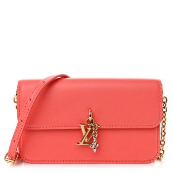 LOUIS VUITTON Calfskin Bloom Wallet On Chain Sweet Coral