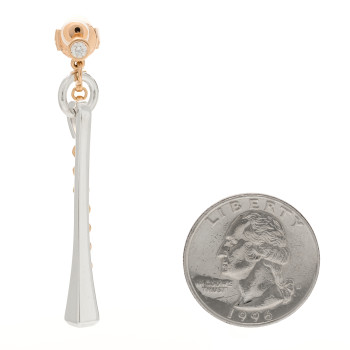 HERMES 18K Rose Gold Sterling Silver Mix and H Single Dangle Earring