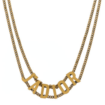 CHRISTIAN DIOR Metal J'Adior Choker Necklace Aged Gold