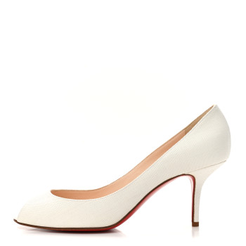 CHRISTIAN LOUBOUTIN Canvas Peep Toe Pumps 40 White