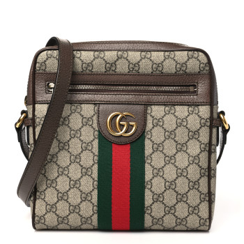 GUCCI GG Supreme Monogram Web Small Ophidia Messenger Bag Brown