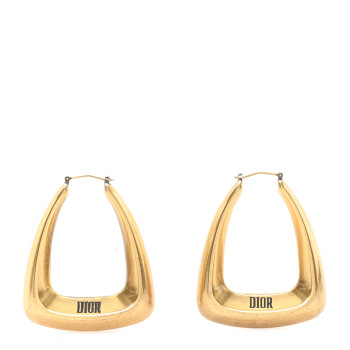 CHRISTIAN DIOR Metal DIOR Hoop Earrings Gold