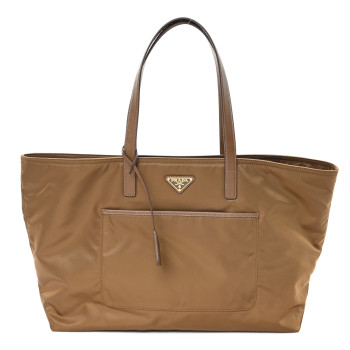 PRADA Re-Nylon Saffiano Large Tote Cork Beige