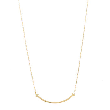 TIFFANY 18K Yellow Gold Small T Smile Pendant Necklace
