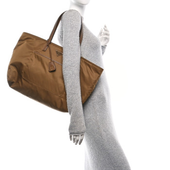 PRADA Re-Nylon Saffiano Large Tote Cork Beige