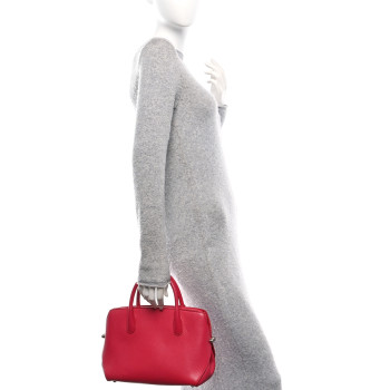CHRISTIAN DIOR Grained Calfskin Bar Tote Coquelicot