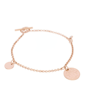HERMES 18K Rose Gold Diamond PM Ex-Libris Bracelet ST