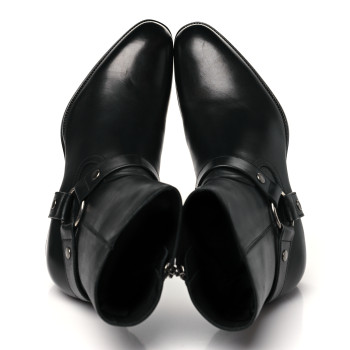 SAINT LAURENT Calfskin Mens Wyatt Marrakesh Harness Ankle Boots 43 Black