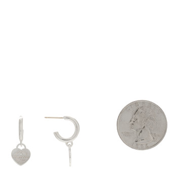 TIFFANY Sterling Silver Diamond Mini Return To Tiffany Heart Hoop Earrings