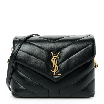SAINT LAURENT Calfskin Y Quilted Monogram Toy Loulou Crossbody Bag Black