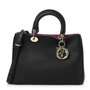 CHRISTIAN DIOR Bullcalf Medium Diorissimo Tote Black Rose Indien