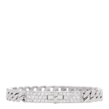 HERMES 18K White Gold Diamond TPM Kelly Gourmette Bracelet SH