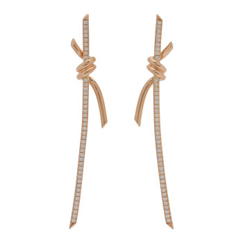 TIFFANY 18K Rose Gold Diamond Tiffany Knot Drop Earrings