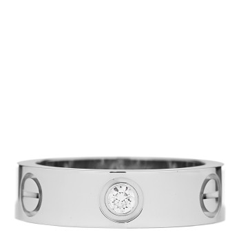 CARTIER 18K White Gold 3 Diamond 5.5mm LOVE Ring 51 5.75