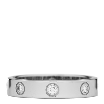 CARTIER 18K White Gold 8 Diamond 4mm Wedding Band LOVE Ring 54 6.75