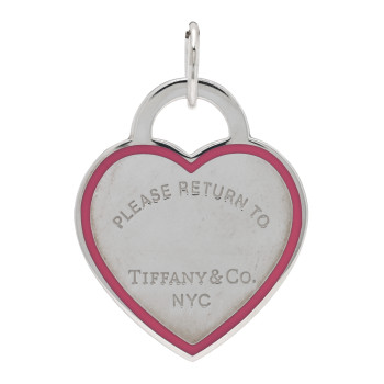 TIFFANY Sterling Silver Enamel Return to Tiffany Heart Tag Charm Pink