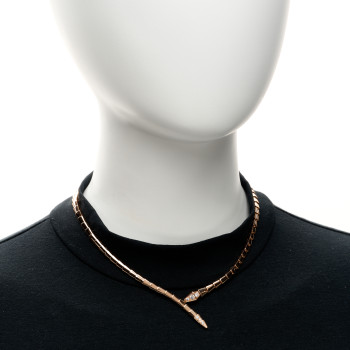 BULGARI 18K Rose Gold Diamond Serpenti Viper Choker Necklace
