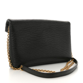 SAINT LAURENT Supple Lambskin Small Cassandre Chain Pouch Black