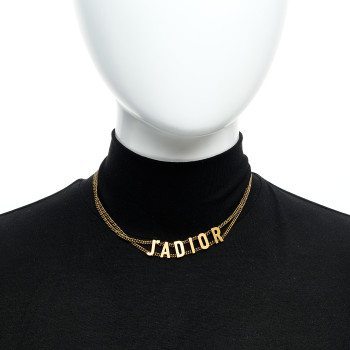 CHRISTIAN DIOR Metal J'Adior Choker Necklace Aged Gold