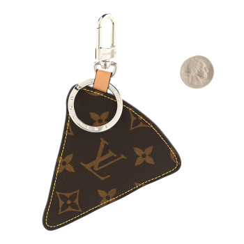 LOUIS VUITTON Calfskin Monogram Printed Pizza Bag Charm Key Holder