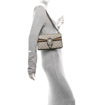 GUCCI GG Supreme Monogram Small Dionysus Shoulder Bag Taupe