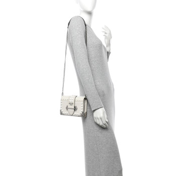 PRADA City Calfskin Saffiano Studded Cahier Bag White