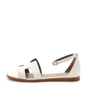 HERMES Calfskin Santorini Sandals 37 White
