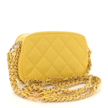 CHANEL Caviar Quilted Mini CC You Camera Case Yellow