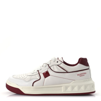 VALENTINO GARAVANI Nappa Mens One Stud Low Top Sneakers 38.5 White Rosso Valentino