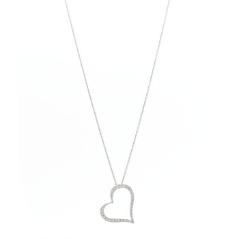 ROBERTO COIN 18K White Gold Diamond .22ct Tiny Treasures Heart Pendant Necklace