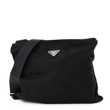 PRADA Nylon Vela Flat Messenger Bag Black