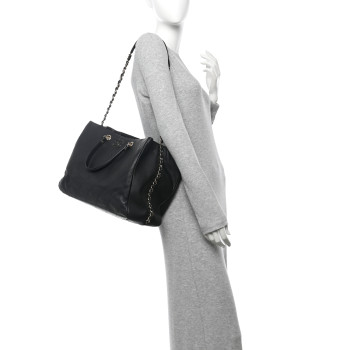 CHANEL Bullskin Stitched Large Shopping Bag Black