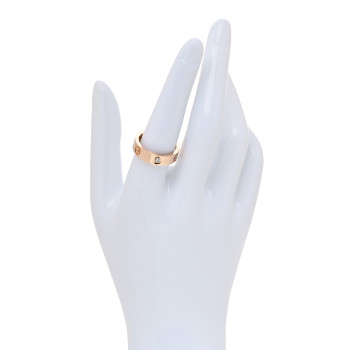 CARTIER 18K Pink Gold 3 Diamond 5.5mm LOVE Ring 56 7.75