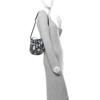 HERMES Silk Sursoie To Go Pouch Bleu Marine Craie Black