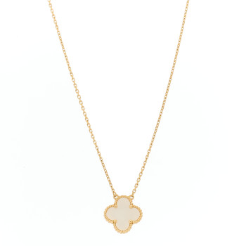 VAN CLEEF & ARPELS 18K Yellow Gold Mother of Pearl Vintage Alhambra Pendant Necklace