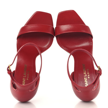 SAINT LAURENT Calfskin Amber 105 Ankle Strap Sandals 36 Red
