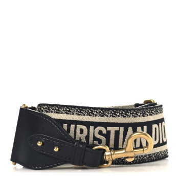 CHRISTIAN DIOR Canvas Embroidered Shoulder Strap Black