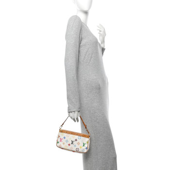LOUIS VUITTON Monogram Multicolor Pochette Accessories White